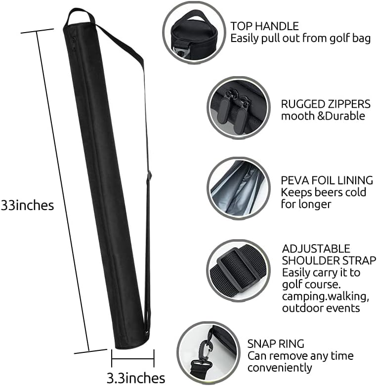 Golf Beer Sleeve for Golf Bag,7-Can Beer Insulated Cooler Sleeve,Keeps Canned Beverages Cold While On The Golf Course - Stores Up to 7 Cans Discreetly in Your Golf Bag - for Gifts