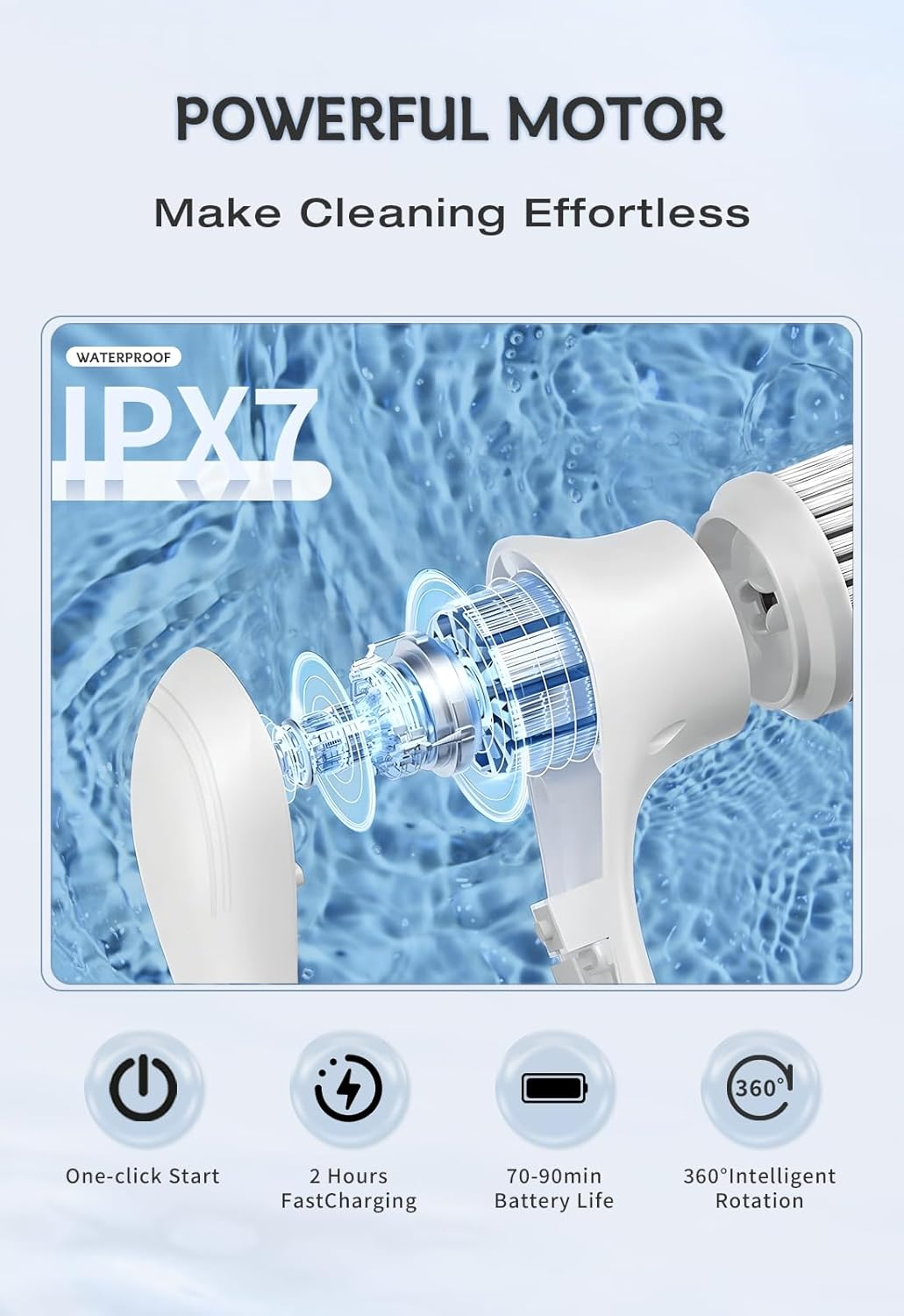 Electric Spin Scrubber, Handed Electric Cleaning Brush Cordless Power Scrubber with 5 Replaceable Brush Heads, Rechargeable Bathroom Scrubber for Cleaning Bathtub, Tub, Tile, Floor, Sink, Window