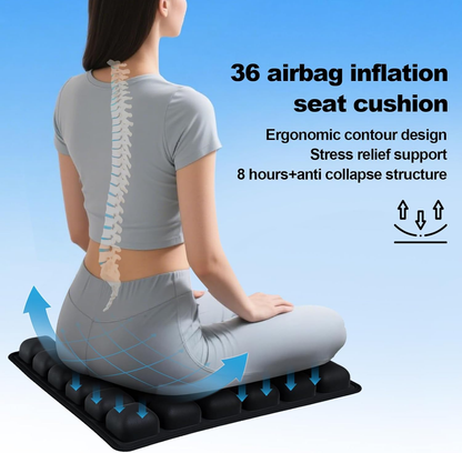 Travel Seat Cushion – Portable Inflatable 3D Air Cell Seat Cushion for Long Flights, Car, Office, Wheelchair, Ergonomic Design for Tailbone Relief & Compact Support