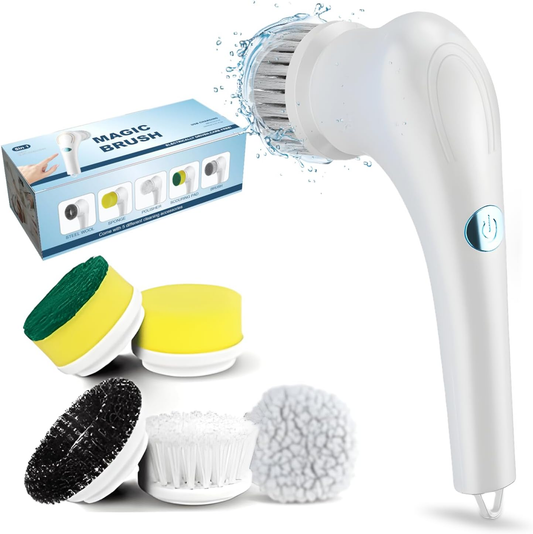 Electric Spin Scrubber, Handed Electric Cleaning Brush Cordless Power Scrubber with 5 Replaceable Brush Heads, Rechargeable Bathroom Scrubber for Cleaning Bathtub, Tub, Tile, Floor, Sink, Window