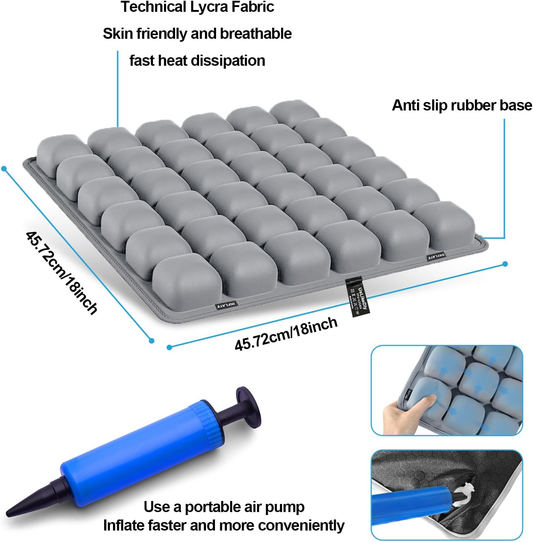 Travel Seat Cushion – Portable Inflatable 3D Air Cell Seat Cushion for Long Flights, Car, Office, Wheelchair, Ergonomic Design for Tailbone Relief & Compact Support