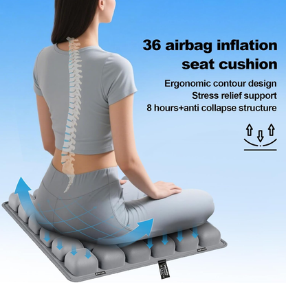 Travel Seat Cushion – Portable Inflatable 3D Air Cell Seat Cushion for Long Flights, Car, Office, Wheelchair, Ergonomic Design for Tailbone Relief & Compact Support