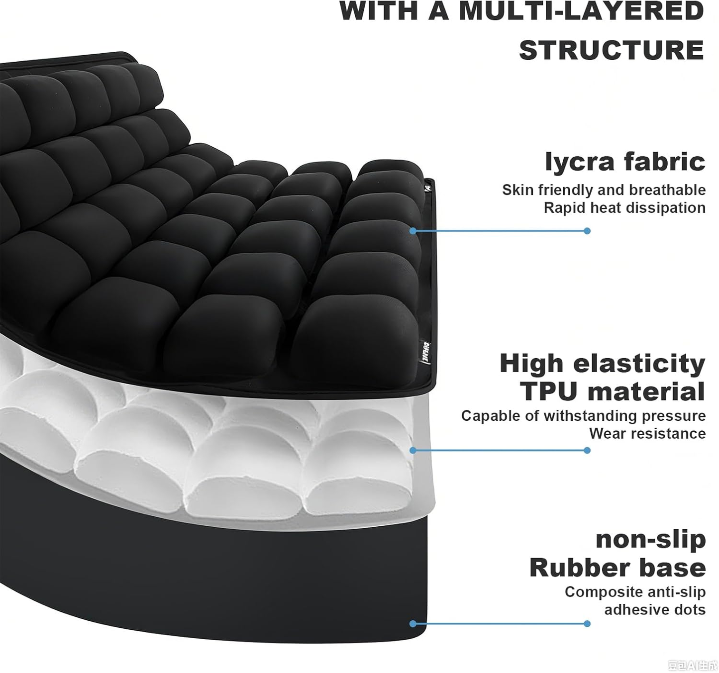 Travel Seat Cushion – Portable Inflatable 3D Air Cell Seat Cushion for Long Flights, Car, Office, Wheelchair, Ergonomic Design for Tailbone Relief & Compact Support