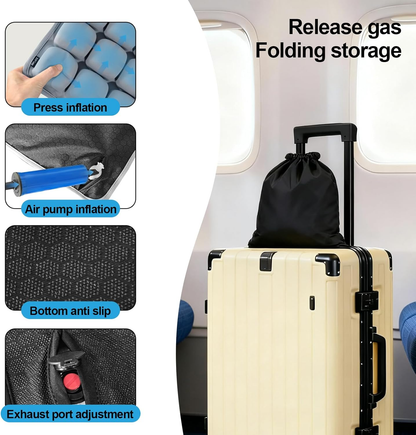 Travel Seat Cushion – Portable Inflatable 3D Air Cell Seat Cushion for Long Flights, Car, Office, Wheelchair, Ergonomic Design for Tailbone Relief & Compact Support