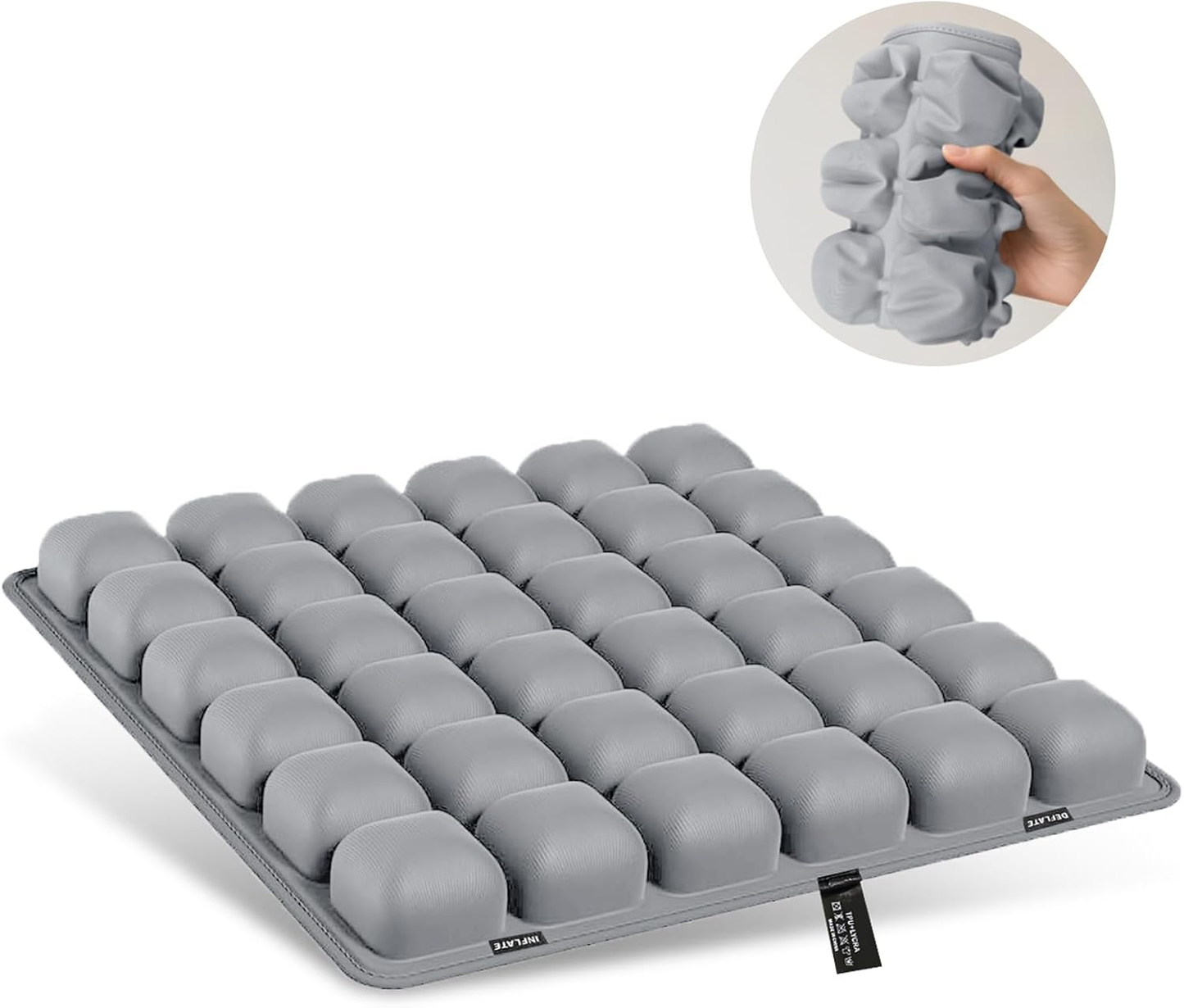 Travel Seat Cushion – Portable Inflatable 3D Air Cell Seat Cushion for Long Flights, Car, Office, Wheelchair, Ergonomic Design for Tailbone Relief & Compact Support