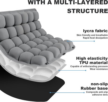 Travel Seat Cushion – Portable Inflatable 3D Air Cell Seat Cushion for Long Flights, Car, Office, Wheelchair, Ergonomic Design for Tailbone Relief & Compact Support