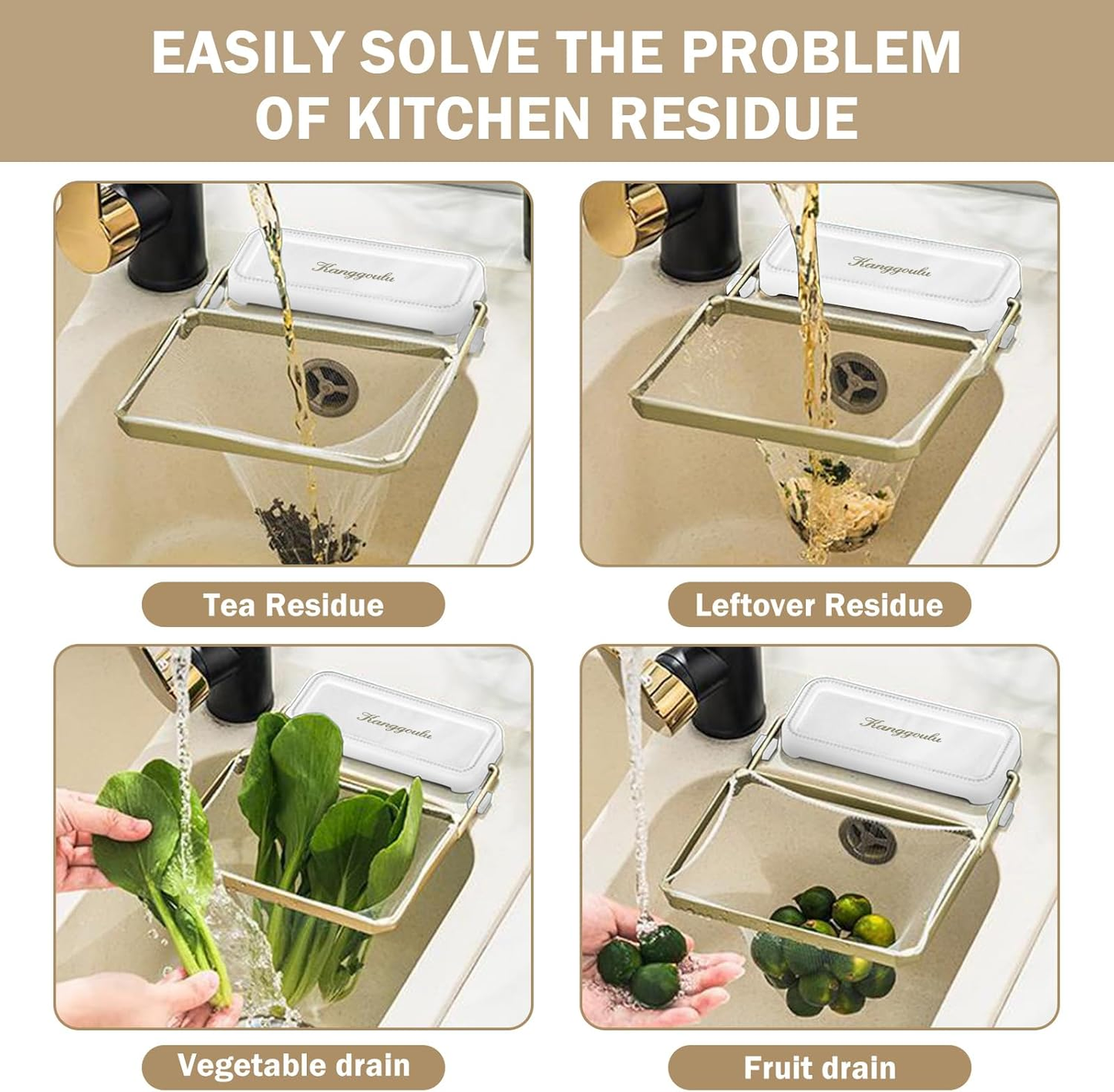 Meshmate Waste Rack, Mesh Waste Rack for Sink, Suction Cup Sink Strainer with 100PCS Filter Mesh Bags, Collapsible Meshmate Waste Rack Sink